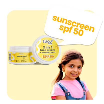 Tuco Kids Suns-Cream SPF 50. This 2-in-1 face cream, and sunscreen is gentle enough for daily use, even on the most delicate skin
