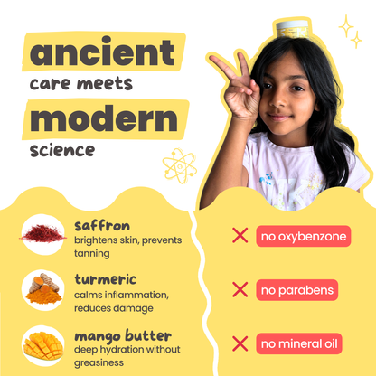  Made with Saffron and Squalane, this mineral-based sunscreen for kids.